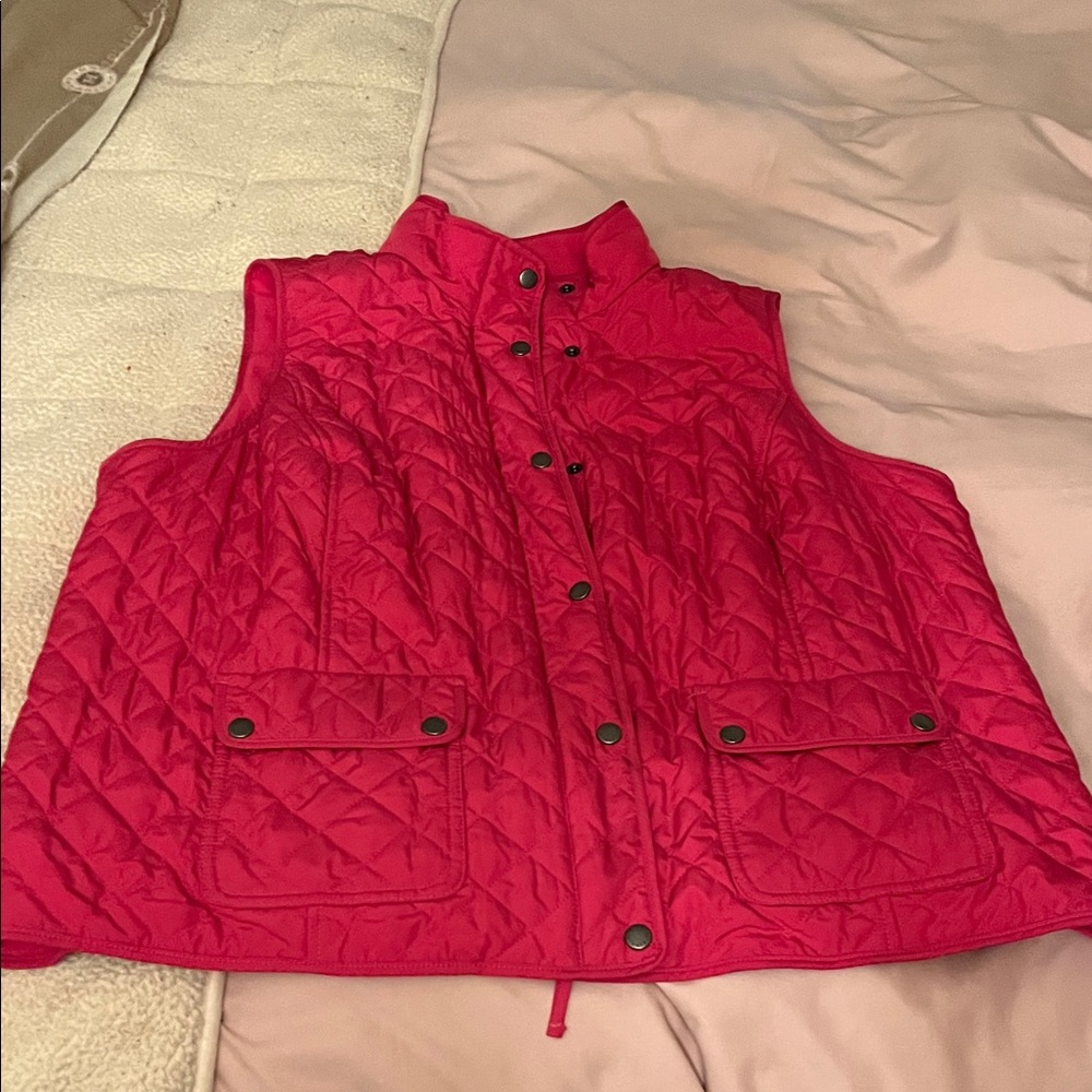 Talbots Vibrant Pink Quilted Vest
